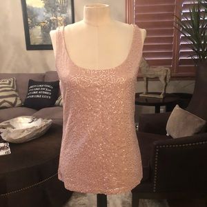 Talbots peach sequins top